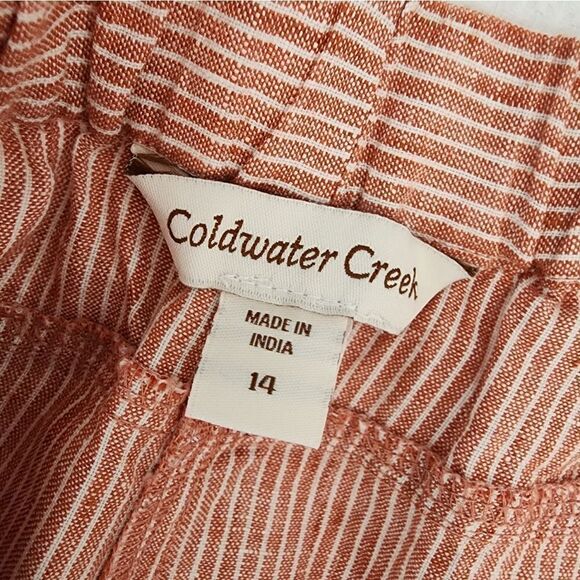 Coldwater Creek pants 100 % linen cropped elastic waistband wide leg - Picture 16 of 16